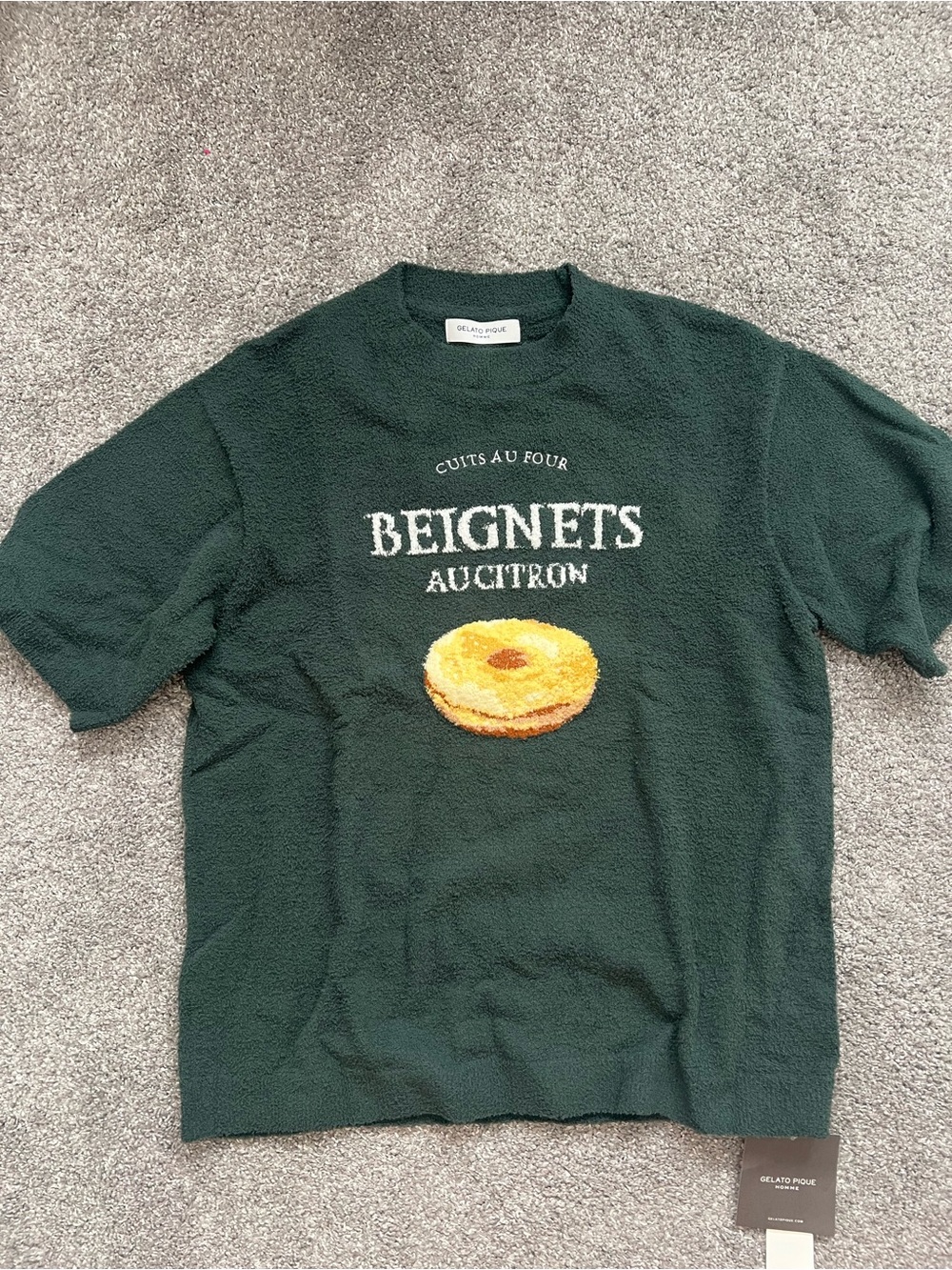 Gelato Pique Dark Green 'Beignets' Plush tee NWT